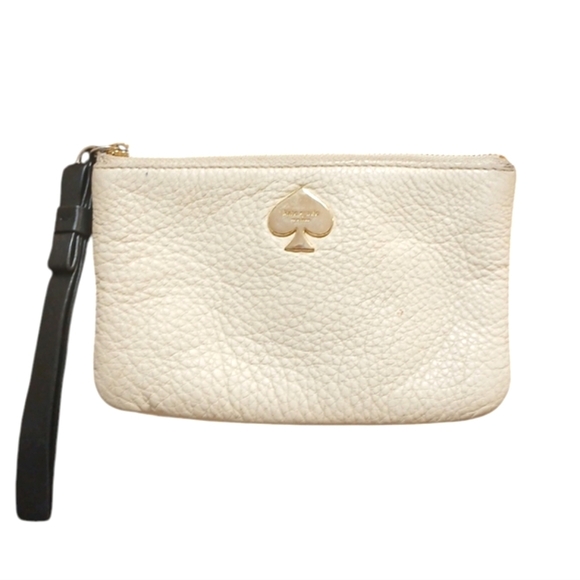 Kate Spade Wristlet Cream Pebbled Leather Pouch - Picture 8 of 8